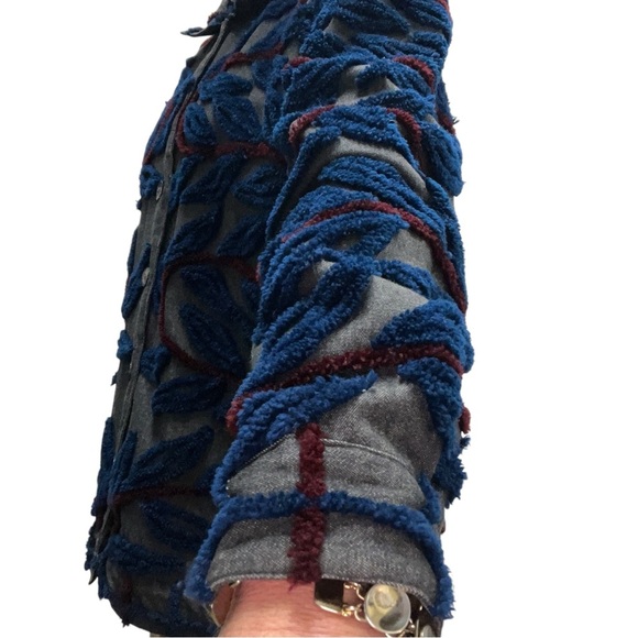 Vintage Stephanie Thomas Sports Textured Embroidered Boho Artsy Leaf Jacket - Picture 7 of 14